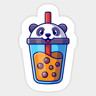 Cute Panda Boba Milk Tea Cartoon Sticker